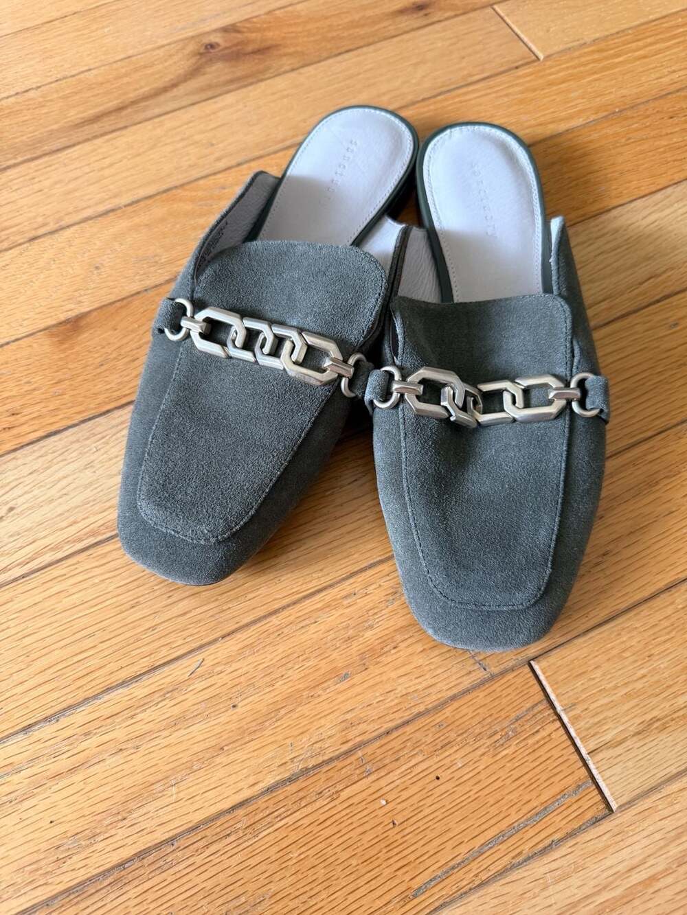 Sanctuary Bigtime Olive Green Suede Chain Mule